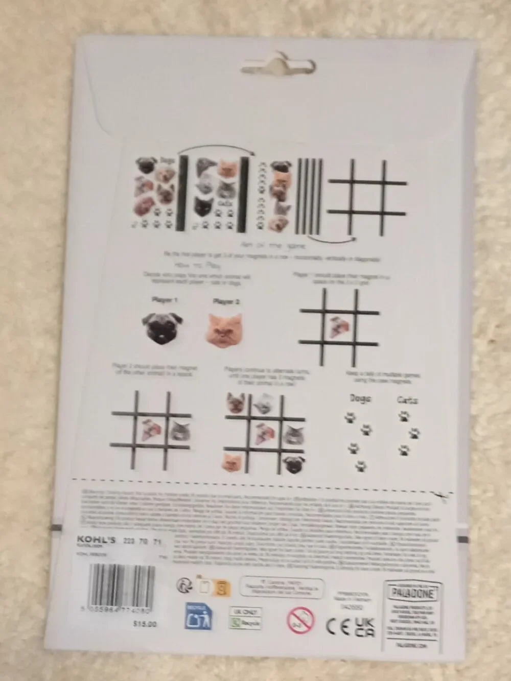 NWT ~ Paladone Tic Tac Paw Game with Cats Vs. Dogs Fridge Magnets